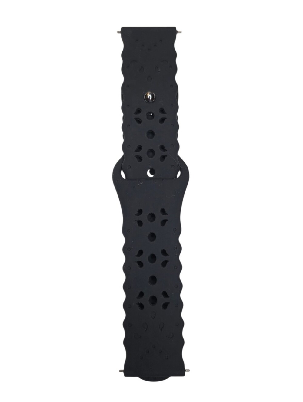 Black Smartwatch Band 20mm Silicone Floral Laser Cut Tech Watch Accessories - Picture 2 of 3